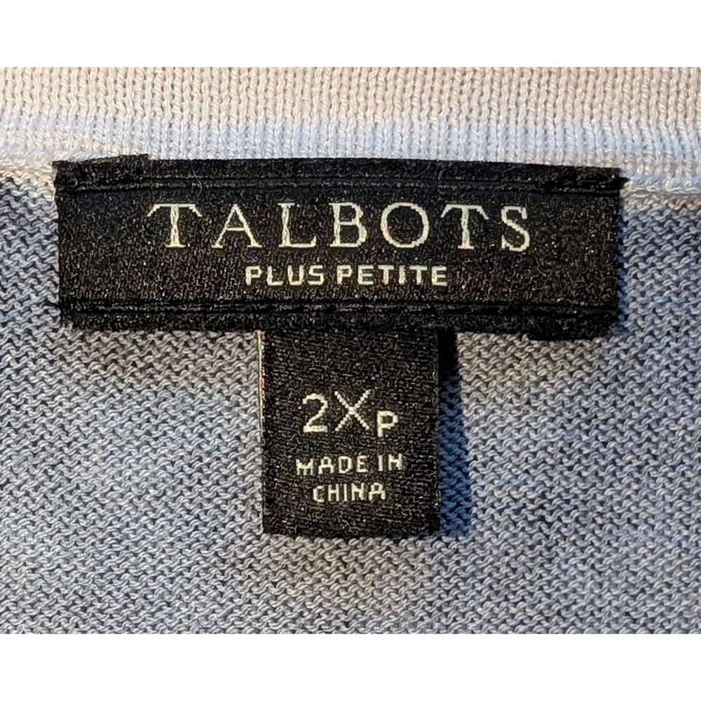 Talbots 2X Petite Navy Blue Polka Dot Knit Sleeveless Banded Hem Sweater Shell - Picture 4 of 5